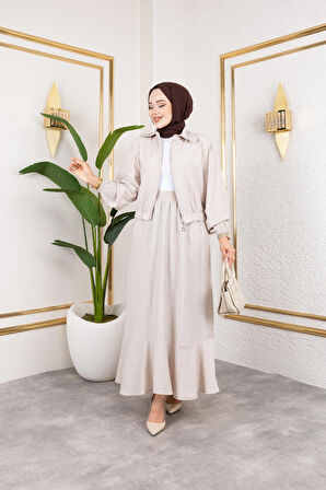 Kadın Çilek Kumaş Fermuarlı Vizyon İkili Takım