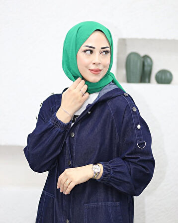 Kadın Cepli Düğmeli Lacivert Kot Kap