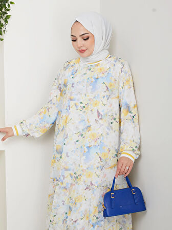 Kadın Desenli Şifon Elbise