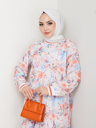 Kadın Desenli Şifon Elbise