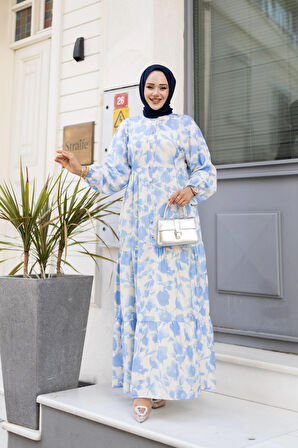 Kadın Düğmeli Desenli Vizyon Modal Elbise