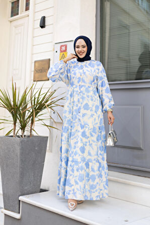 Kadın Düğmeli Desenli Vizyon Modal Elbise