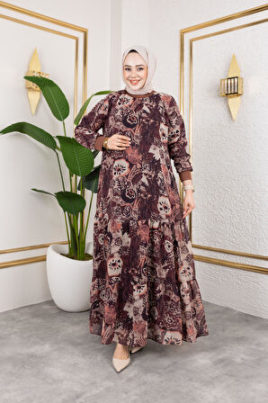 Kadın Astarlı Şifon Desenli Elbise