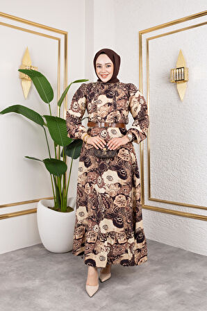 Kadın Kemerli Etnik Desen Elbise