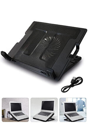 Notebook Laptop Macbook Tablet Soğutucu Ledli Tek Mega Fanlı 5 Kademeli Sessiz Cooling Pad