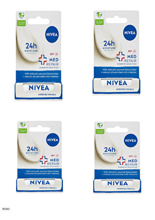 85063 NIVEA Med Repair SPF 15 Dudak Bakım Kremi  4 ADET