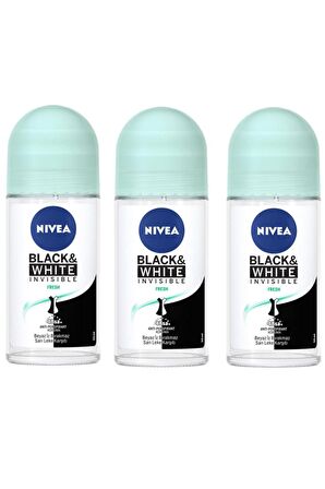 Nivea Roll-on Kadın 50 ML.Invisible Black&Wh.Fresh X 3 Adet