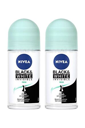 Nivea Bayan Invisible Black White Fresh Roll-On 50 ml X2