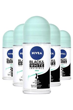 Nivea Bayan Invisible Black White Fresh Roll-On 50 ml X5