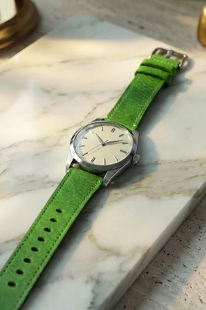 22mm Hakiki Deri Saat Kordonu Premium Klasik Saat Kayışı Dayanıklı ve Konforlu - Yeşil