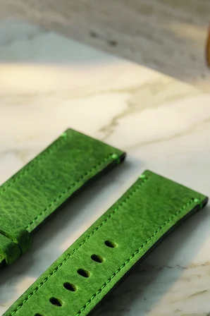 22mm Hakiki Deri Saat Kordonu Premium Klasik Saat Kayışı Dayanıklı ve Konforlu - Yeşil