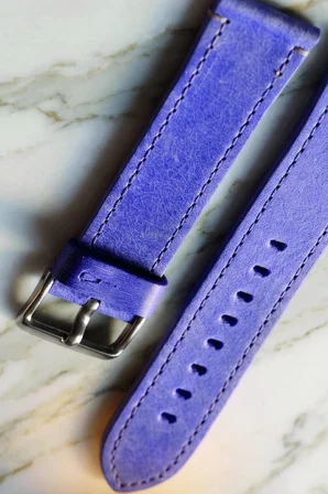 22mm Hakiki Deri Saat Kordonu Premium Klasik Saat Kayışı Dayanıklı ve Konforlu - Mor