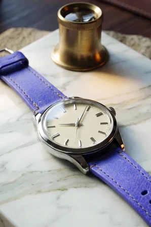 22mm Hakiki Deri Saat Kordonu Premium Klasik Saat Kayışı Dayanıklı ve Konforlu - Mor