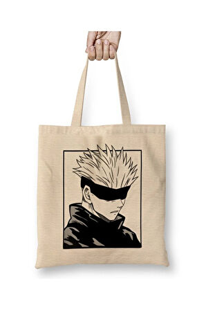 Jujutsu Kaisen Satoru Gojo Bez Çanta Uzun Saplı Alışveriş Çantası Plaj Çantası