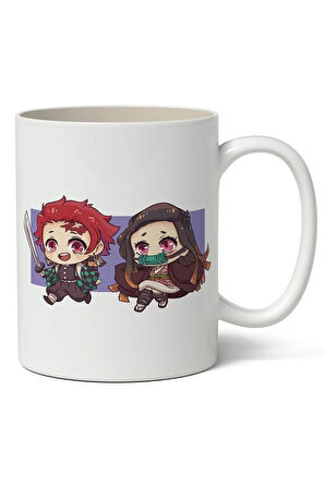 Demon Slayer İblis Keser Anime Temalı Beyaz Kupa Bardak Sevgiliye Arkadaşa Hediye