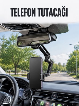 Araç Dikiz Aynası Telefon Tutucu Ayarlanabilir Katlanabilir Nigasyon Telefon Standı