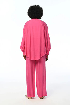 KADIN RAHAT KALIP BOL PAÇA  BELİ LASTİKLİ DÜZ RENK PANTOLON