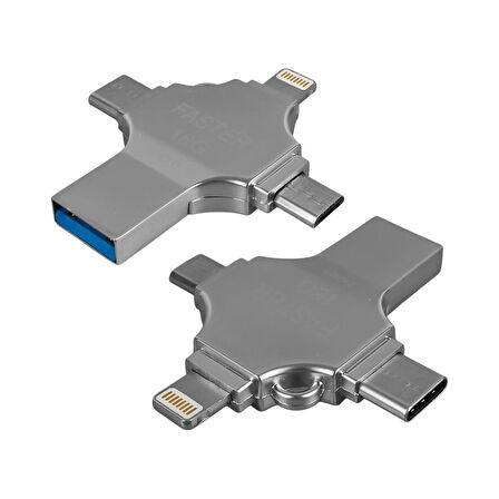 4 In 1 16gb Flash Bellek (Usb - Type-c - Micro Usb - Lightning)