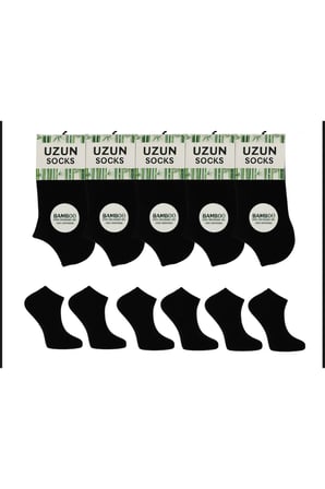 Siyah Erkek 6 Adet Dikissiz Bambu Patik Çorap Koku Yapmaz