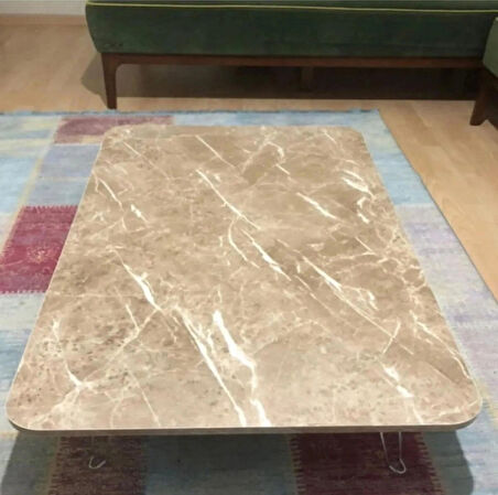 Ahşap Dikdörtgen Yer Sofrası-Hamur Açma Masası Kahverengi Mermer 70 x 120 cm