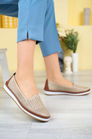 Nesil Shoes Ayzen 130 Vizon Anatomik Kadın Ayakkabı