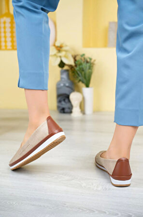 Nesil Shoes Ayzen 130 Vizon Anatomik Kadın Ayakkabı