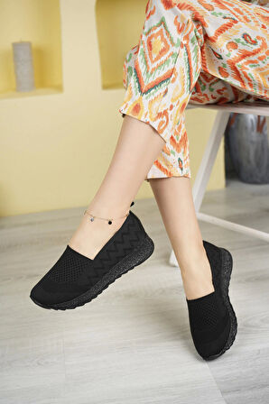 Nesil shoes Aky 055 Siyah Triko Yazlık Kadın Ayakkabı