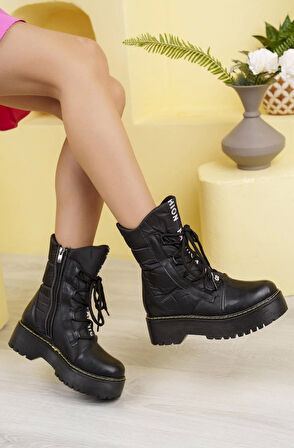 Nesil Shoes İfs 778 Siyah Kalın Taban Kadın Postal Bot