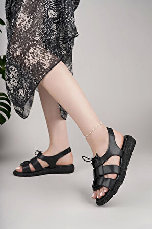 Nesil Shoes Mv 072 Siyah Anatomik Kadın Sandalet