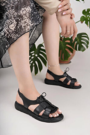 Nesil Shoes Mv 072 Siyah Anatomik Kadın Sandalet