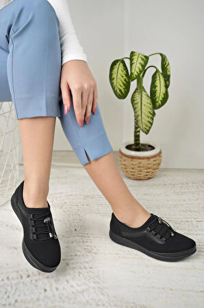 Nesil Shoes Sdf 702 Siyah Kot Anatomik Kadın Ayakkabı