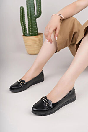 Nesil Shoes Mhd 61 Siyah Taşlı Günlük Kadın Babet