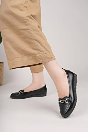 Nesil Shoes Mhd 61 Siyah Taşlı Günlük Kadın Babet