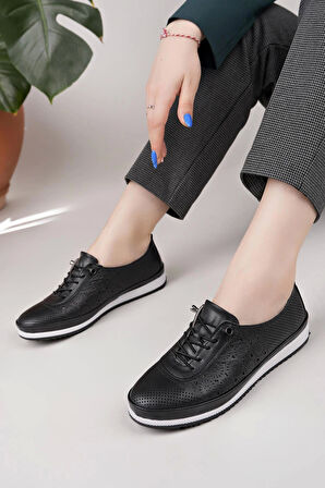 Nesil Shoes Sdf 701-3 Siyah İçi Deri Günlük Kadın Ayakkabı