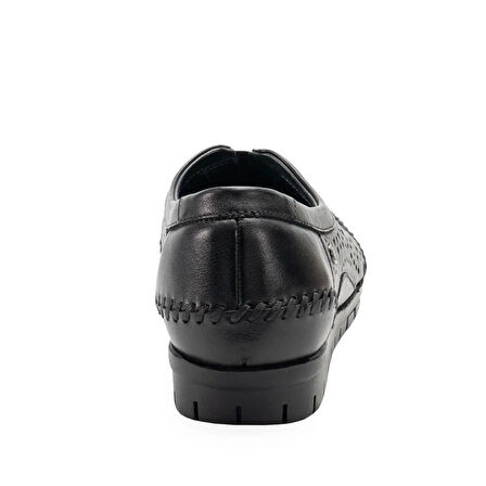 Forelli Twin 23409 Siyah Delikli Hakiki Deri Kadın Ayakkabı