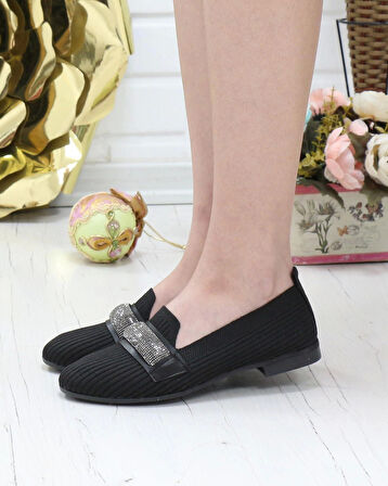 Nesil Shoes Dvm 102 Siyah Triko Kadın Babet