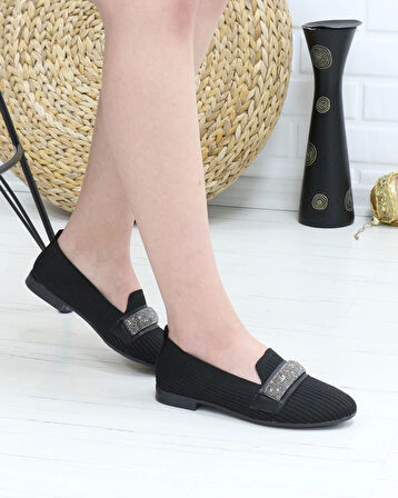 Nesil Shoes Dvm 102 Siyah Triko Kadın Babet
