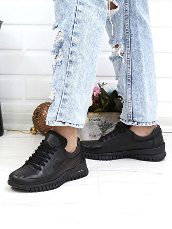 Mammamia D23KA 3275 Siyah Hakiki Deri Kadın Ayakkabı