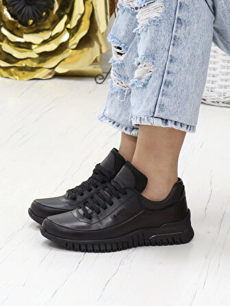 Mammamia D23KA 3275 Siyah Hakiki Deri Kadın Ayakkabı