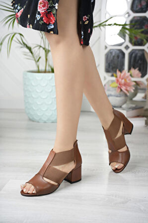Nesil Shoes Conf 116 Taba Fermuarlı Yazlık Kadın Ayakkabı