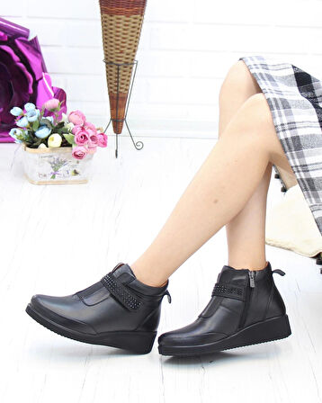 Nesil Shoes Arx 441 Siyah Hakiki Deri Günlük Kadın Bot
