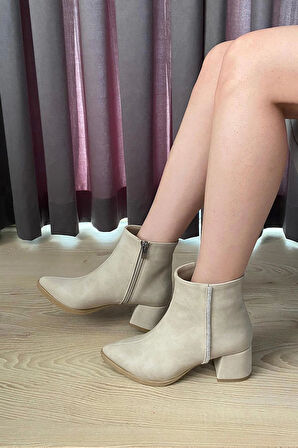 Kadın York Kırem Zümrüt Yandan Taşlı ( 6 cm ) Topuklu Sivri Burun Bot