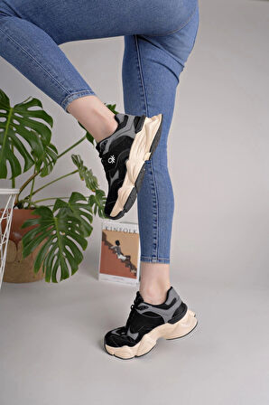 Benetton 11566 Siyah Füme Memory Foam Kadın Sneakers