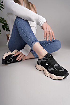 Benetton 11566 Siyah Füme Memory Foam Kadın Sneakers