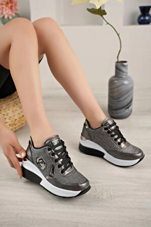 Nesil Shoes Lady 3001 Platin Dolgu Kadın Sneakers