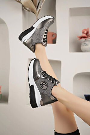 Nesil Shoes Lady 3001 Platin Dolgu Kadın Sneakers