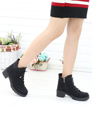 Nesil Shoes Sdf 051 Siyah Zümrüt Kışlık Boğazı Strech Kadın Bot