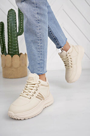 Guja 24K317 4 Bej Bağcıklı Hafif Fashion Kadın Bot