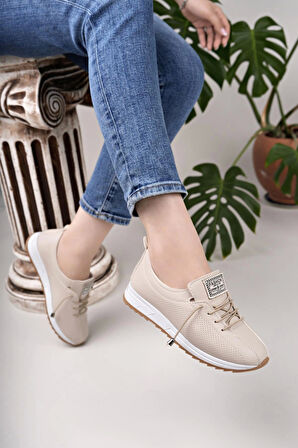 Nesil Shoes Wiss 026 Bej Anatomik Kadın Ayakkabı