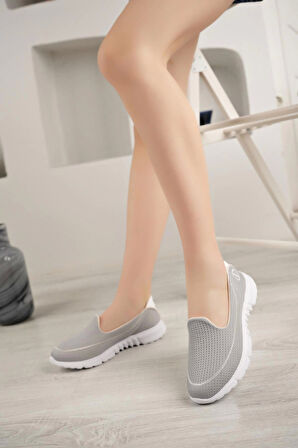 Nesil Shoes Dvm 801 Açık Gri Faylon Taban Kadın Yürüyüş Ayakkabısı